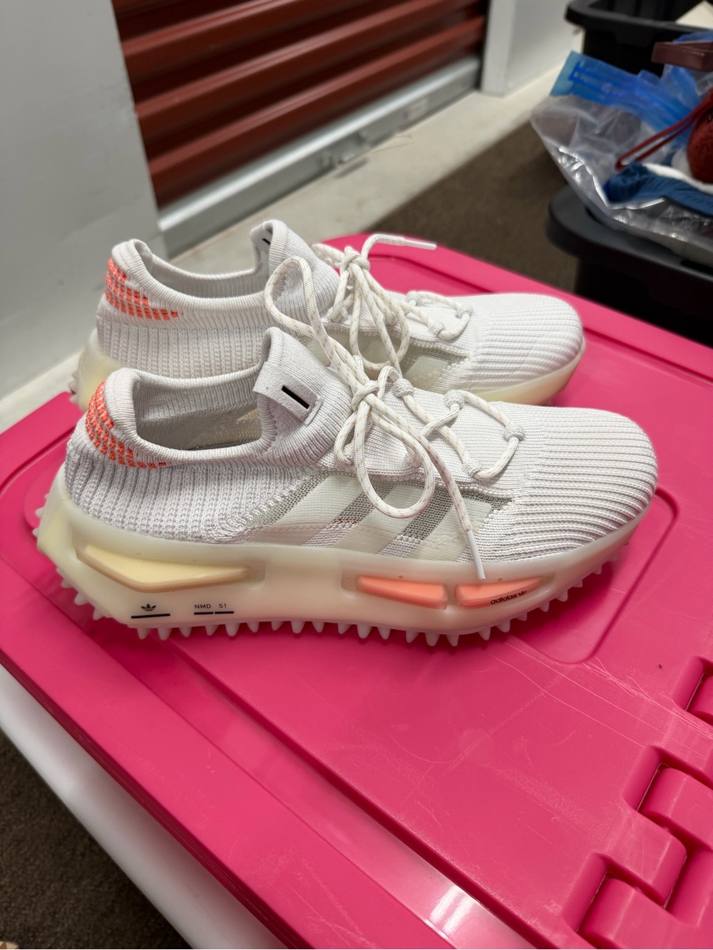 adidas NMD_S1 Sneakers – Cloud White / Grey / Coral